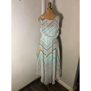 Candie's High Low Multi-Color Maxi Dress L Junior's Dopamine Boho Coconut Girl thumbnail 2