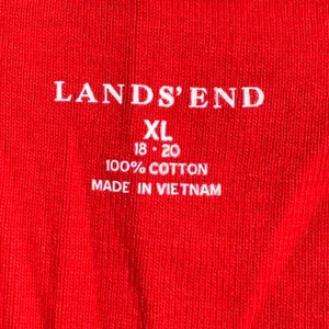 Lands End Red V-Neck Short Sleeve‎ 100% Cotton T-Shirt Womens XL 18-20 thumbnail 3