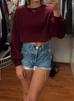 Maroon Crop Sweater Red thumbnail 1
