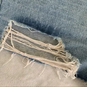 ASTONISHING denim destroyed Jean shorts size 27 Cheeky light blue beach boho thumbnail 7