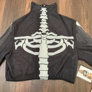 Leg Avenue Skeleton Mesh Crop Top Black High Neck Zipper Back Size S/P 8283 thumbnail 2