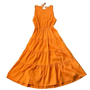 Alice + Olivia Tiered Midi Dress Tangerine Orange thumbnail 1