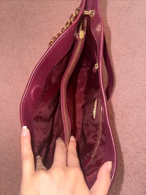 Tory Burch Burgundy Leather Shoulder Bag with Gold Chain thumbnail 6