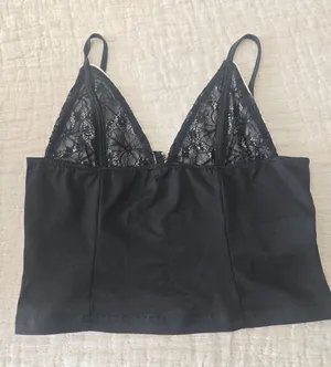 Black Lace Bustier Crop Top – Size Small thumbnail 1