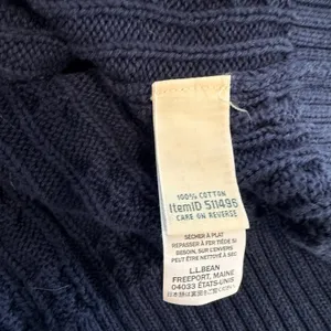 LL Bean Navy Blue Cable Knit Cotton Button Up Cardigan Sweater Size XL thumbnail 9