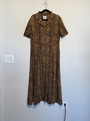 Vintage 90s Long Maxi Dress Button Up Tribal Print thumbnail 8