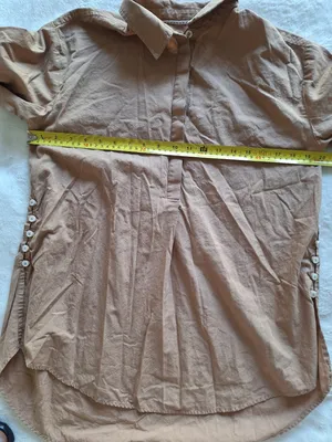 Anthropologie Charlie Side Button Tunic Shirt Brown Tan Sz S Cotton thumbnail 10