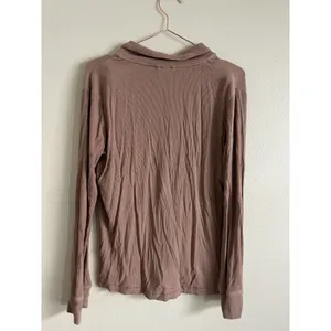 Skims Woman’s Pajama Top Size S Long Sleeve Button Up‎ Brown Ribbed Collared thumbnail 5