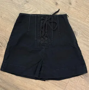 Zara Basic Black High Waisted Lace Up Corset Shorts Size XS thumbnail 1