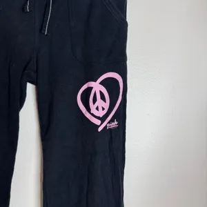 Pink Victoria's Secret Y2K Peace Heart Waffle Knit Lounge Pants Black Small thumbnail 2