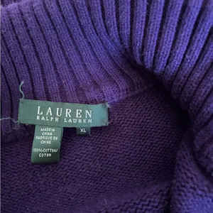 Lauren Ralph Lauren Cotton Sweater Purple Full Zip Turtleneck Large thumbnail 2