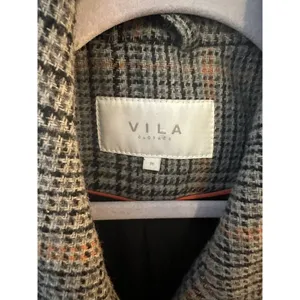 VILA “Vilikely” Long Wool Jacket Women’s Medium Herringbone Double Breasted thumbnail 3