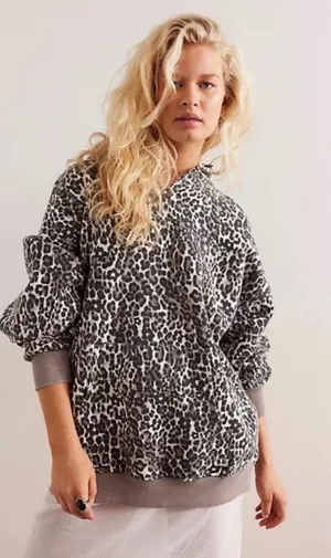 Free People It's A Vibe Printed Hoodie We The Free Leopard Print XSmall thumbnail 1