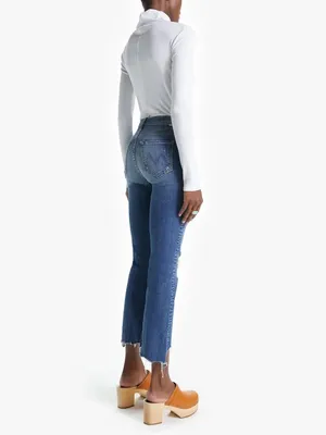 Mother | the insider crop step chew jeans in dancing on coals wash thumbnail 2