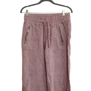 Athleta Size 6 Cabo Linen‎ Wide Leg Pants Mauve Pink Smocked Drawstring Trousers thumbnail 2