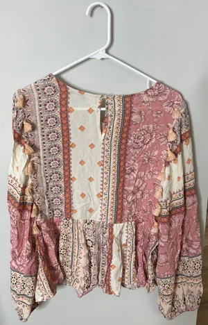 American Eagle Boho Tassel Peasant Bohemian Blouse Medium Excellent Condition thumbnail 6