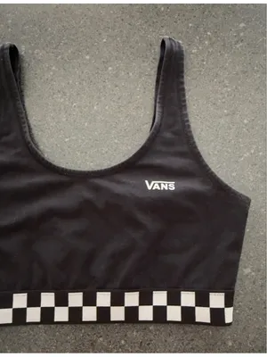 Women's Vans Black & White Checkered Sports Bra S thumbnail 3