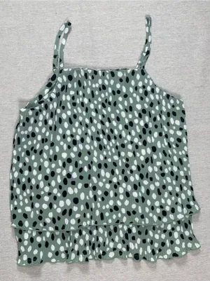 Ann Taylor | Green Dalmation Print Pleated Tank | Small thumbnail 1