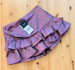Ruffled Jacquard Skort in Dark Pink thumbnail 3