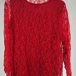 Salon Studio 2pc tank and long sleeve lace button up set red XL floral feminine thumbnail 9