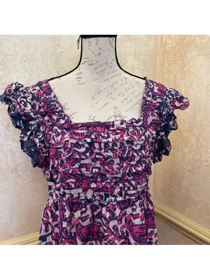 House of Harlow 1960 floral midi/maxi poplin cotton dress Sz L Fairy Cottagecore thumbnail 12