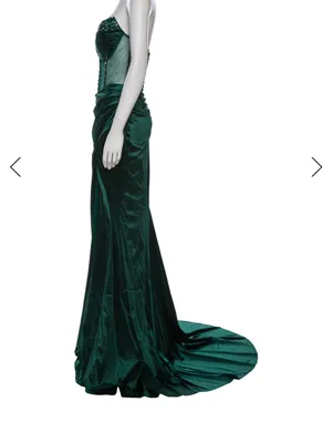 Portia & Scarlett Emerald Velvet Beaded Corset Gown Formal Dress L NWT thumbnail 3