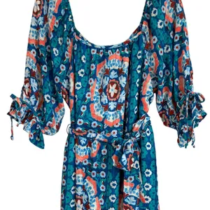 Fig and Flower Blue Floral‎ Medallion Boho Tiered Midi Dress Womens Large thumbnail 11