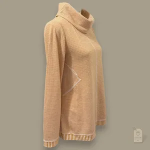 Maeve Anthropologie Mustard Striped Cowl-Neck Tunic Sweater S thumbnail 3
