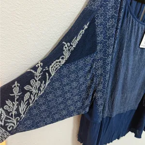 Free People Indigo Dreams Oversized Tunic Top Navy Blue Small NEW Boho Chic thumbnail 11