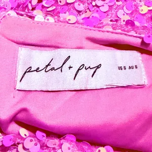 Petal & Pup Kelly Pink Sequin Velvet Mini Dress V Neck Cutout Long Sleeve Small thumbnail 6