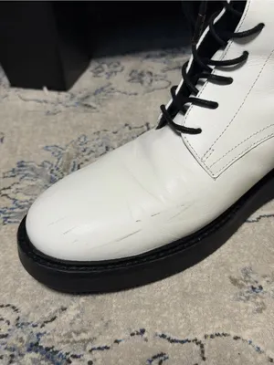 Tory Burch Double-T Combat Boot White Leather thumbnail 4