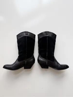 Reba Rodeo Leather Cowgirl Boots Black Size 8 thumbnail 2