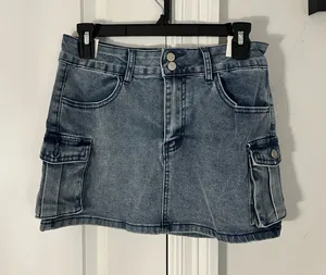 Amazon Blue denim mini skirt thumbnail 1