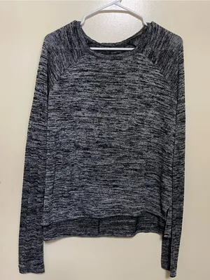 rag & bone Marled Crewneck Long-Sleeve Top - Black & Gray thumbnail 1