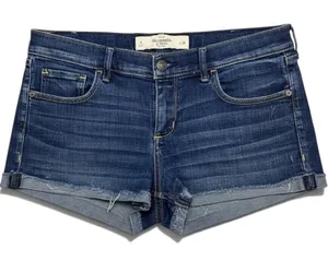 Abercrombie & Fitch Womens 8 W29 Dark Wash Denim Shorts Y2K Frayed Raw Hem thumbnail 1