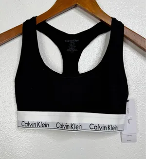 Calvin Klein Modern Cotton Unlined Bralette Black White‎ F3785 Womens Small thumbnail 1