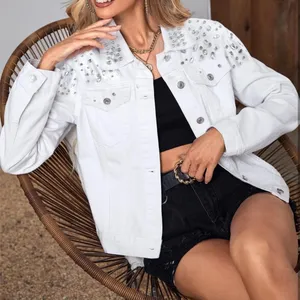 NWT Women’s White Jean Jacket Embellished Western Trucker‎ - Small thumbnail 5