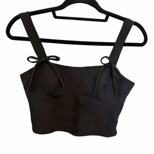 Zara Black Corset Crop Top with Bow Straps XS thumbnail 2