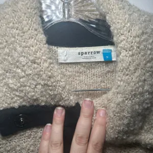 Sparrow Anthropologie Women Beige Black Wool Mohair Blend Zip Front Cardigan S thumbnail 4