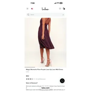 NWT Lulus Women’s Magic Moments Plum Purple Lace-Up Lace Midi Dress Size XS thumbnail 3