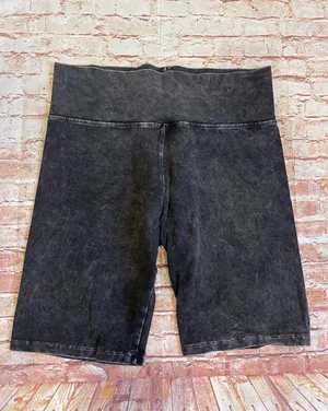 Boutique High-Waisted Washed Black Biker Shorts thumbnail 1