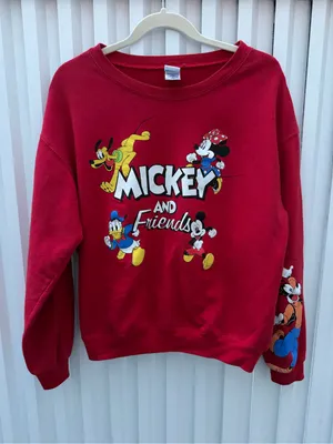 Disney Mickey & Friends Vintage Red Sweatshirt Goofy Sleeve Juniors L 11-13 thumbnail 3