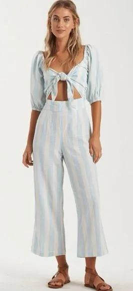 Billabong Dizzy Daze Romper Blue & White Size Small thumbnail 1