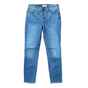 Madewell Size 26 Jeans 9" Mid Rise Skinny Crop Button Front Tencel Denim Edition thumbnail 2