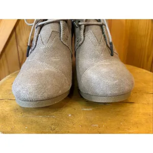Toms Women's 9 Suede Desert Wedge Booties Leather Ankle Lace Up Comfort thumbnail 9