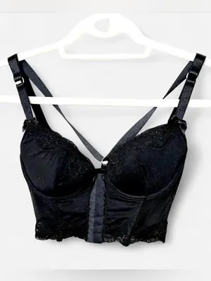 H&M Lace Cropped Corset Bustier Bralette w/Front Closure & Light Boning Sz 34B thumbnail 3