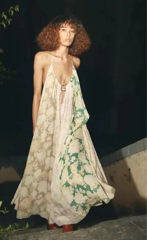 Zara Floral Halter Dress flowy summer casual vacation bohemian thumbnail 11