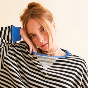 NWOT Free People Classic Striped Oversized Crewneck thumbnail 6