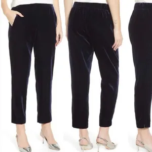 J.Crew velvet black high rise pull on pants size 2 thumbnail 2