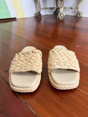 Vince Rumi Raffia Woven Flat Slide Sandals Coastal Sz 7.5 🧡🍄 thumbnail 5
